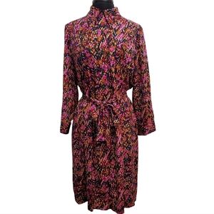 DIANE Von FURSTENBERG BUTTON FRONT SILK STRETCH DRESS SIZE 14